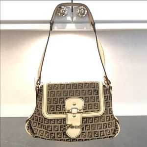 ⭐️SOLD⭐️ Fendi Leather & Canvas Zucca Shoulder Bag
